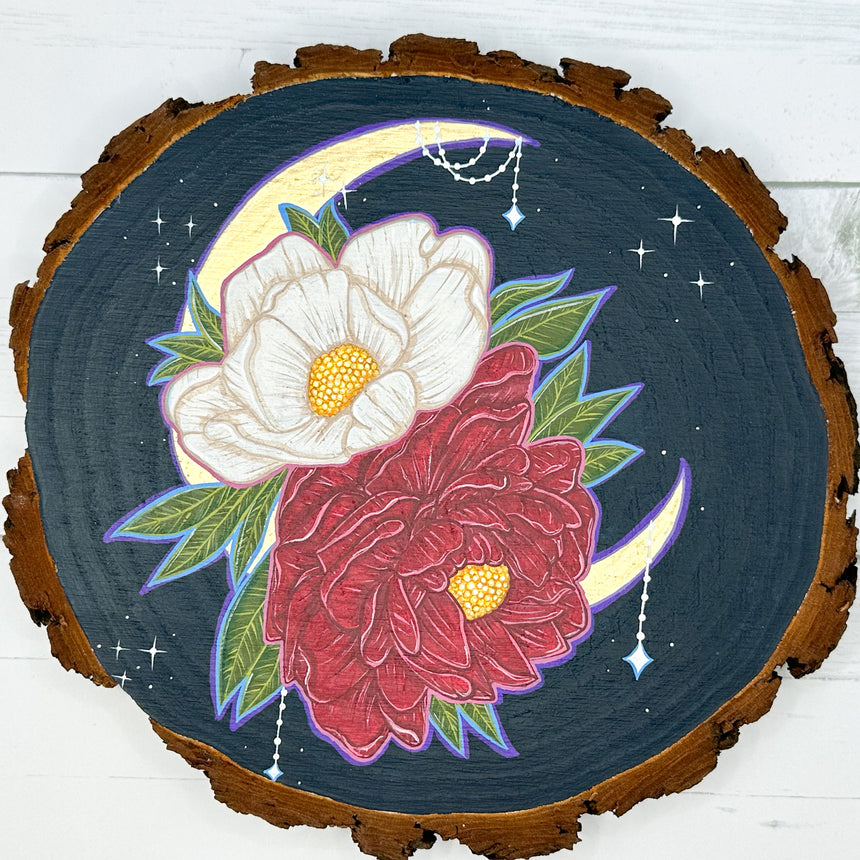 Flower Moon Wood Slice