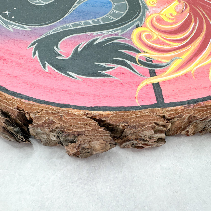 Dragon/Phoenix Painted Wood-Slice