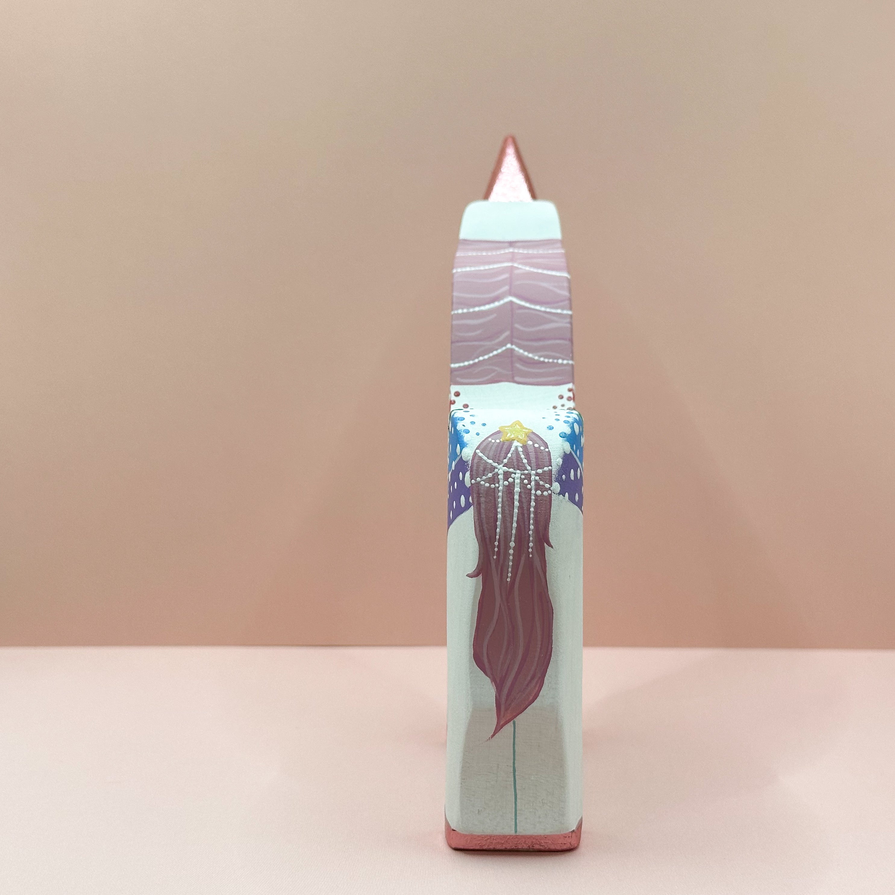 Unicorn with a pink tail on a light pink background
