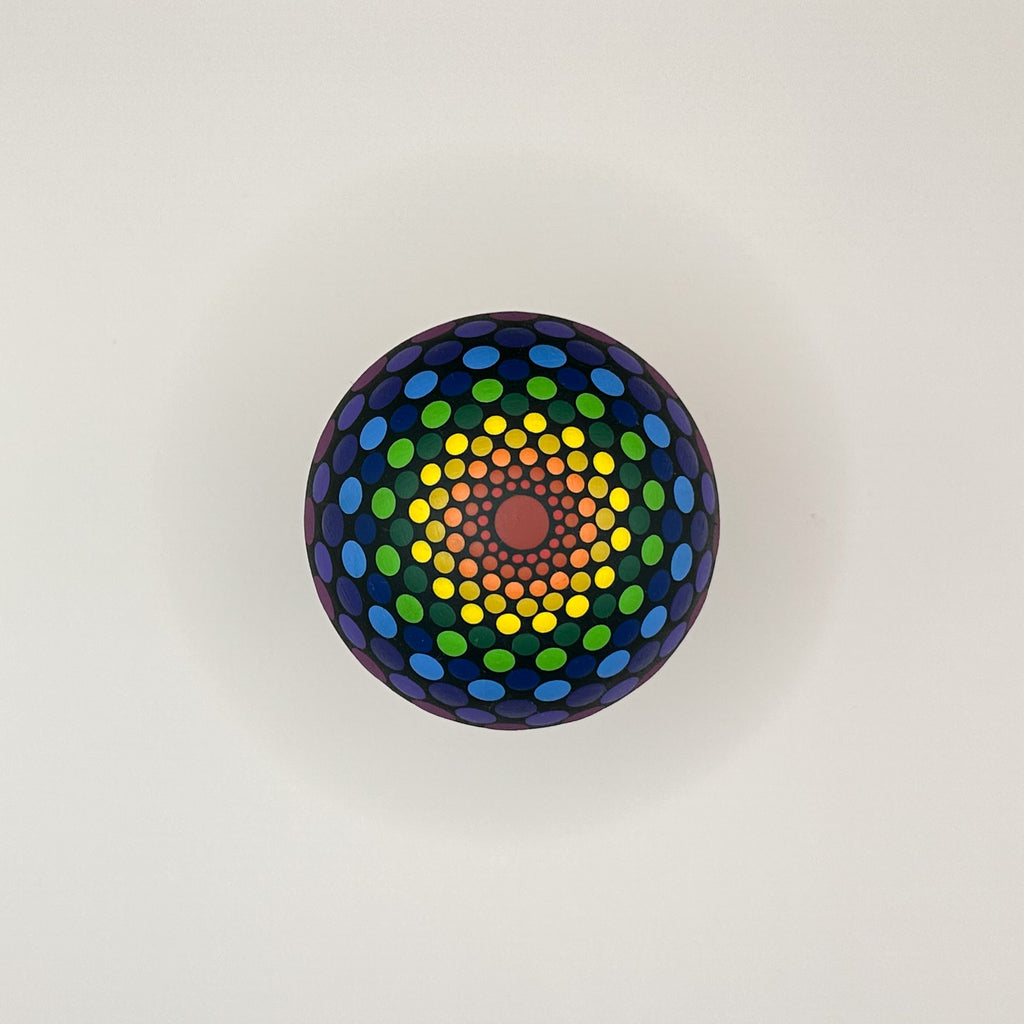 Colorful circular pattern on a white background